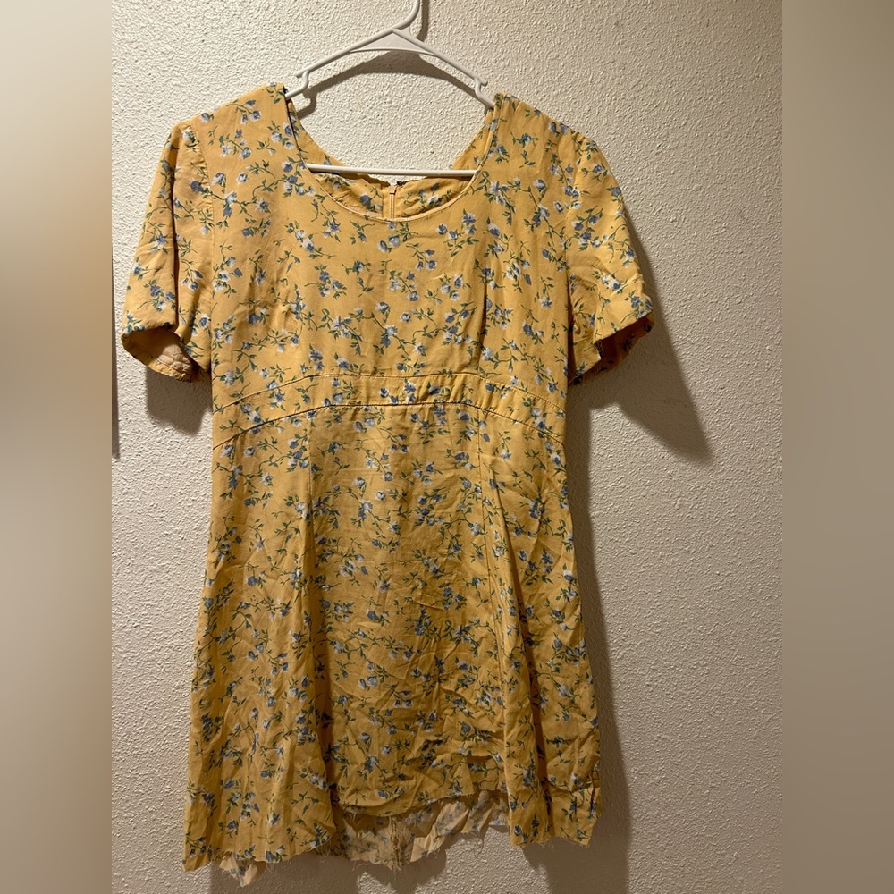 Yellow Flower Thrifted Mini Dress